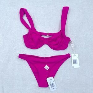 L*Space Bikini Small Top Stella Bottom Camacho Fuschia Bright Pink Bou Solid NWT